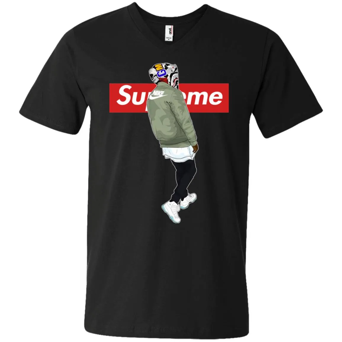 Supre Me Nike Top Fashion T-shirt Men V-Neck T-Shirt