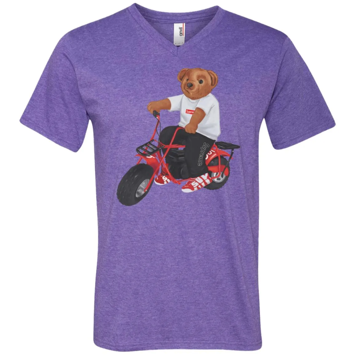 Supreme Bear Moto T-shirt Men V-Neck T-Shirt