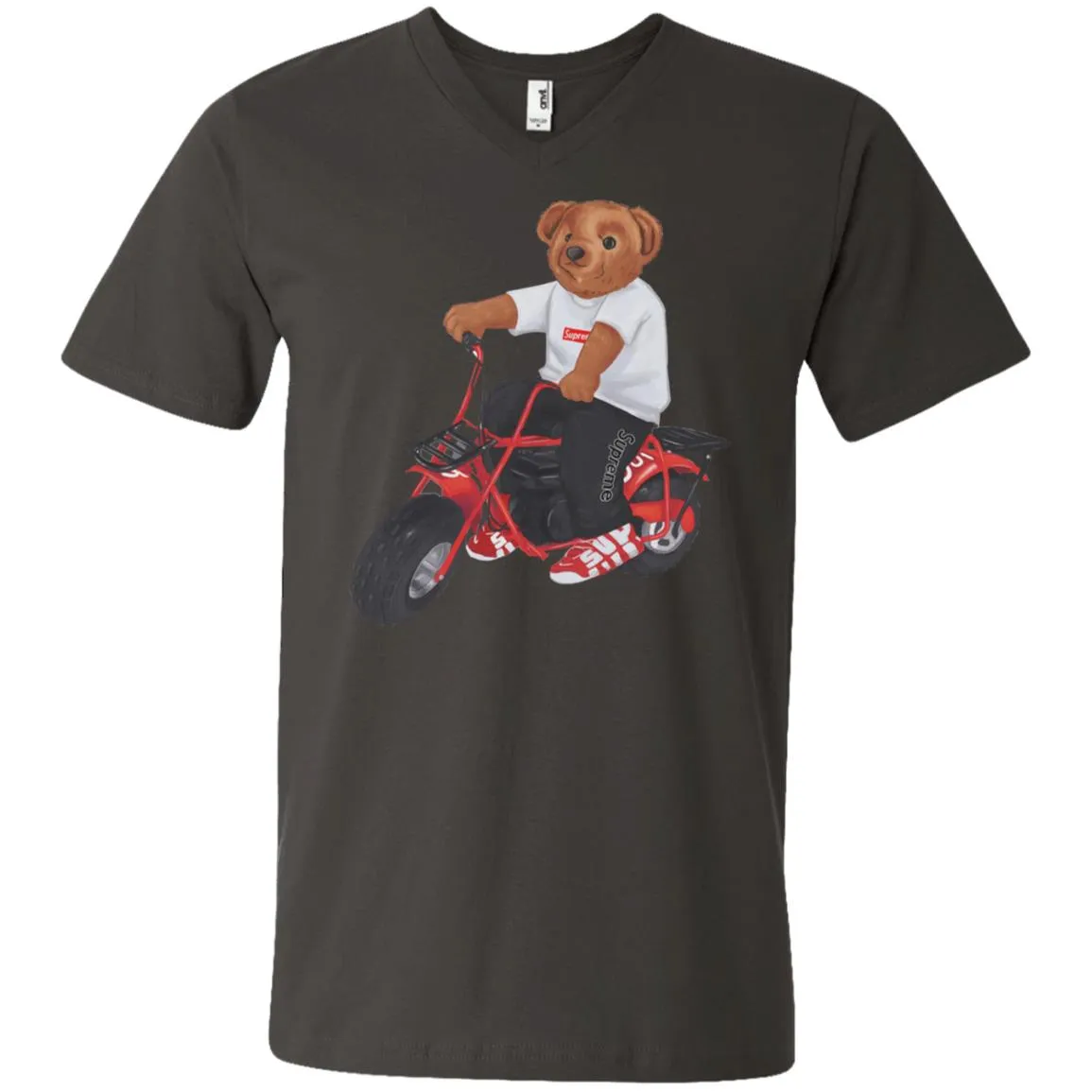 Supreme Bear Moto T-shirt Men V-Neck T-Shirt