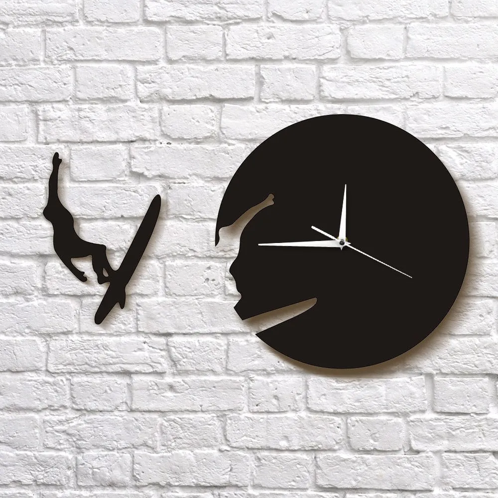 Surfing Time Clock Watch Summer Gift For Surfing Lovers Avid Surfers 3D Wall Art Home Decor Living Room Clock Modern Wall Clock