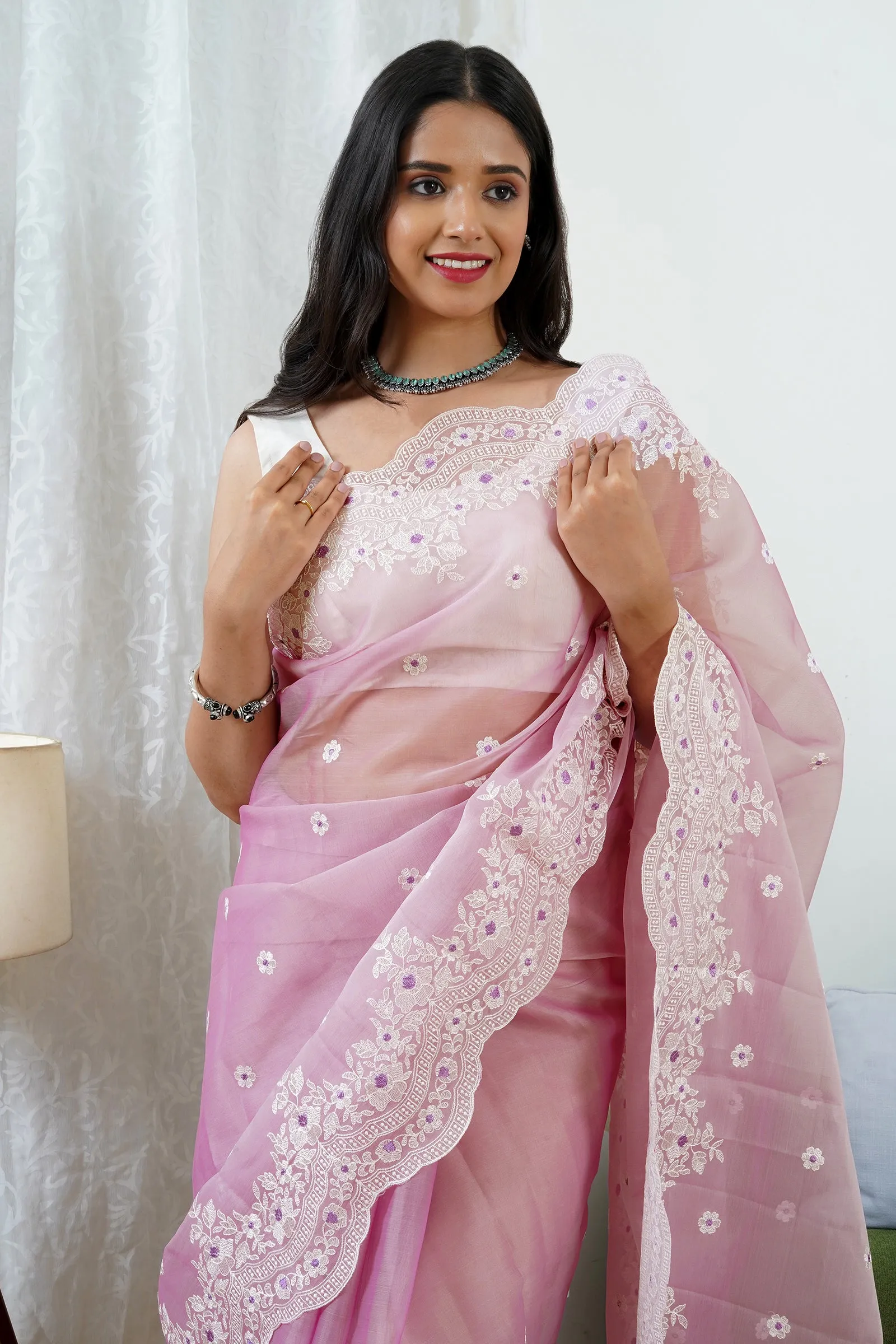 Teejh Hiran Embroidered Organza Saree