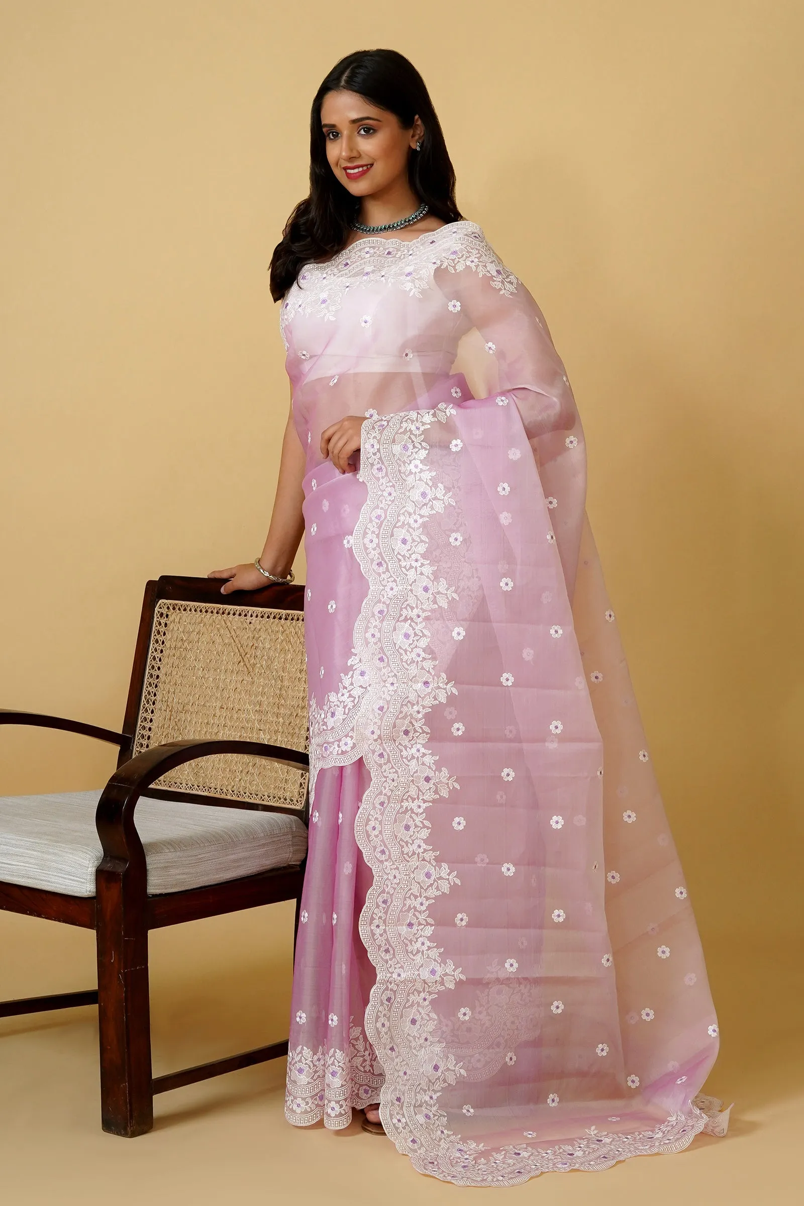 Teejh Hiran Embroidered Organza Saree