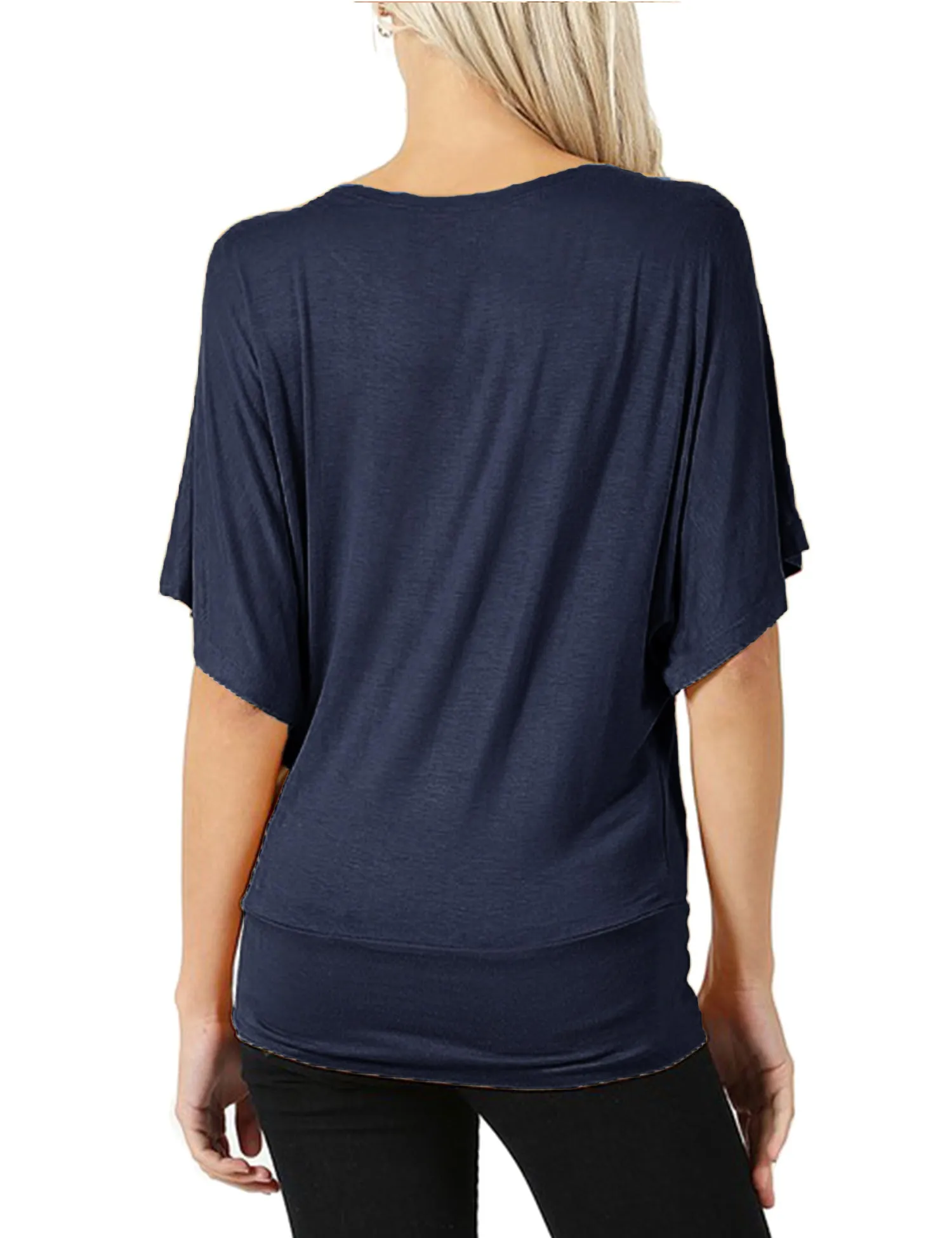 Trendy Dolman Kimono Sleeve Casual Drape Top T-Shirt (S-3X)