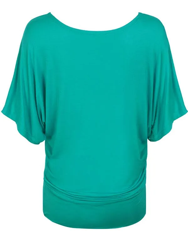 Trendy Dolman Kimono Sleeve Casual Drape Top T-Shirt (S-3X)