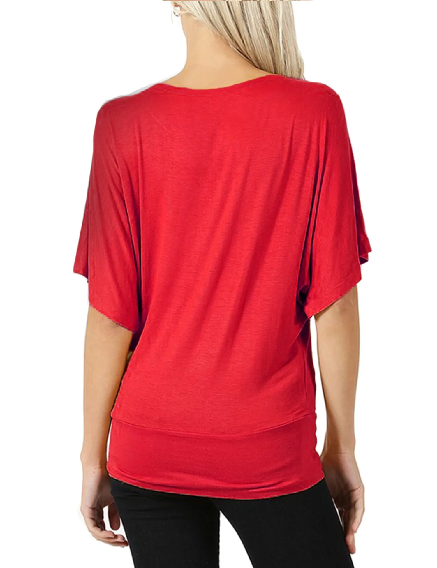 Trendy Dolman Kimono Sleeve Casual Drape Top T-Shirt (S-3X)