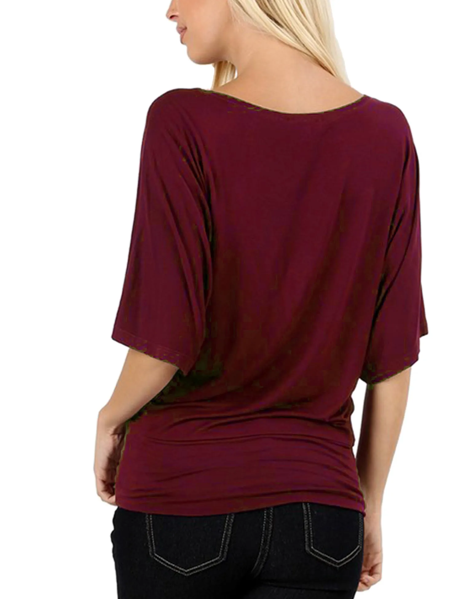 Trendy Dolman Kimono Sleeve Casual Drape Top T-Shirt (S-3X)