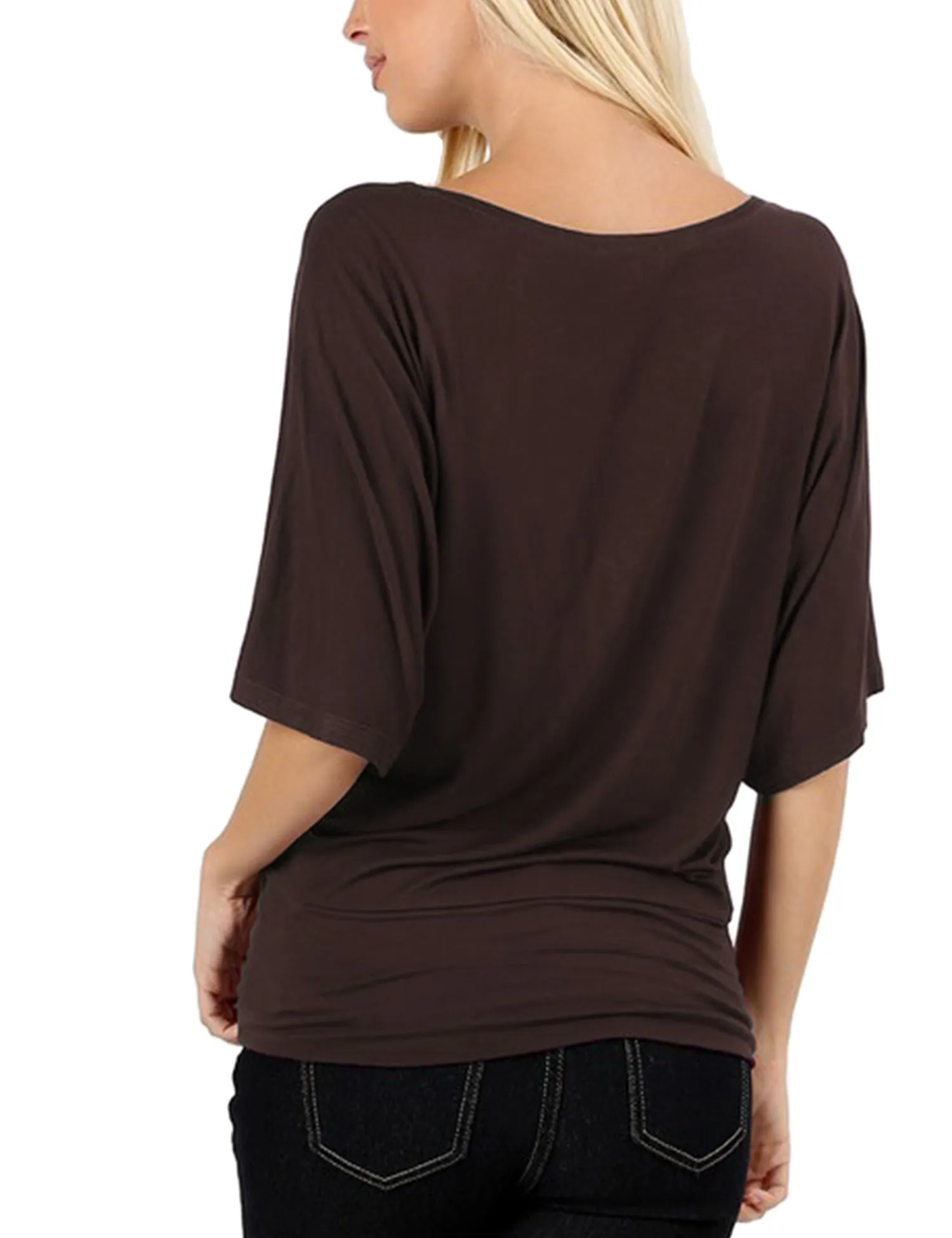 Trendy Dolman Kimono Sleeve Casual Drape Top T-Shirt (S-3X)