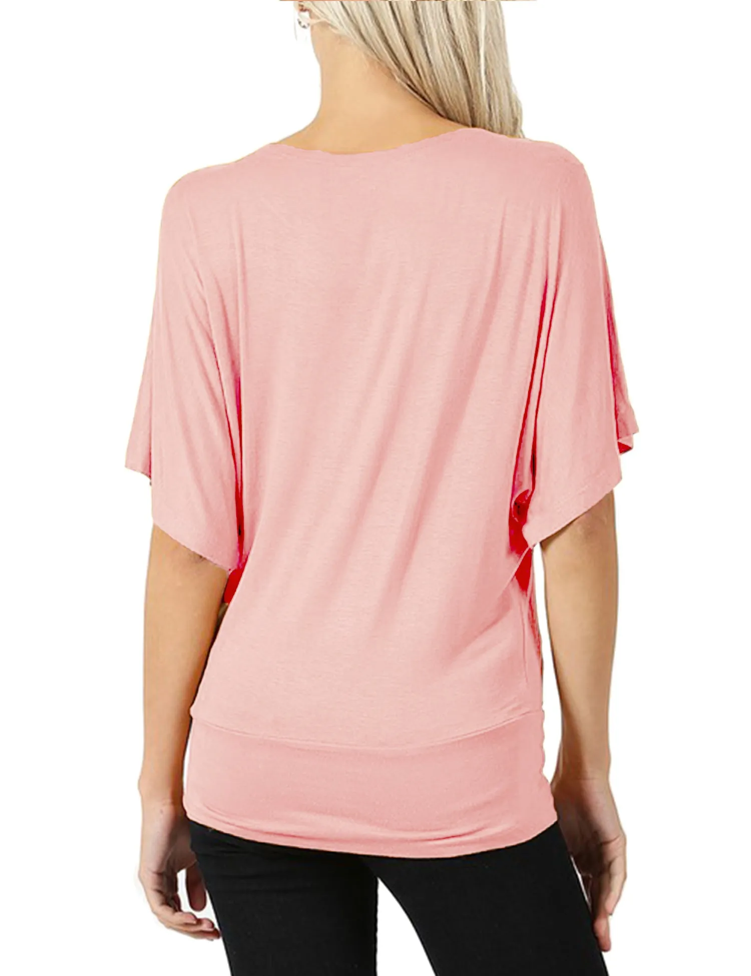 Trendy Dolman Kimono Sleeve Casual Drape Top T-Shirt (S-3X)