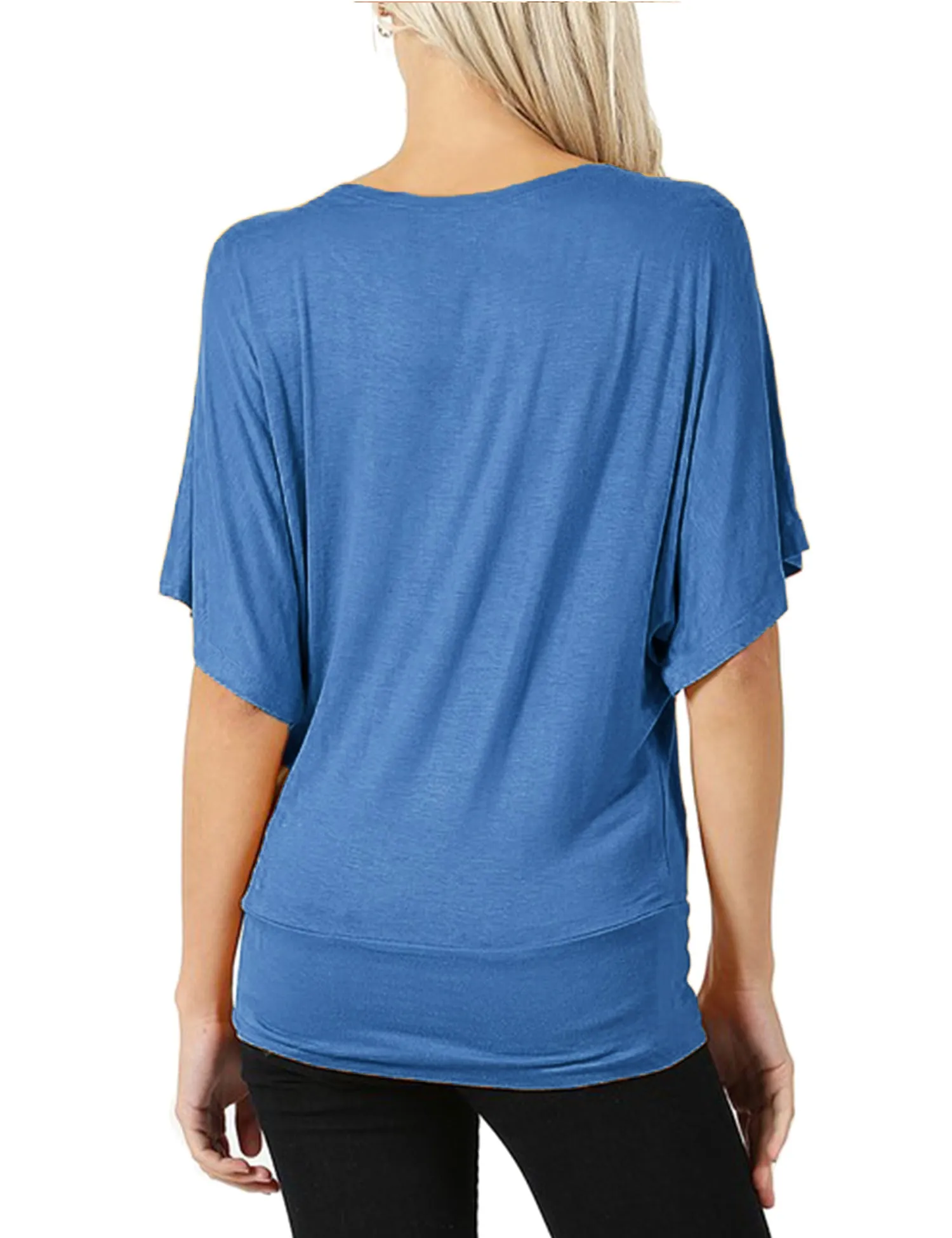 Trendy Dolman Kimono Sleeve Casual Drape Top T-Shirt (S-3X)