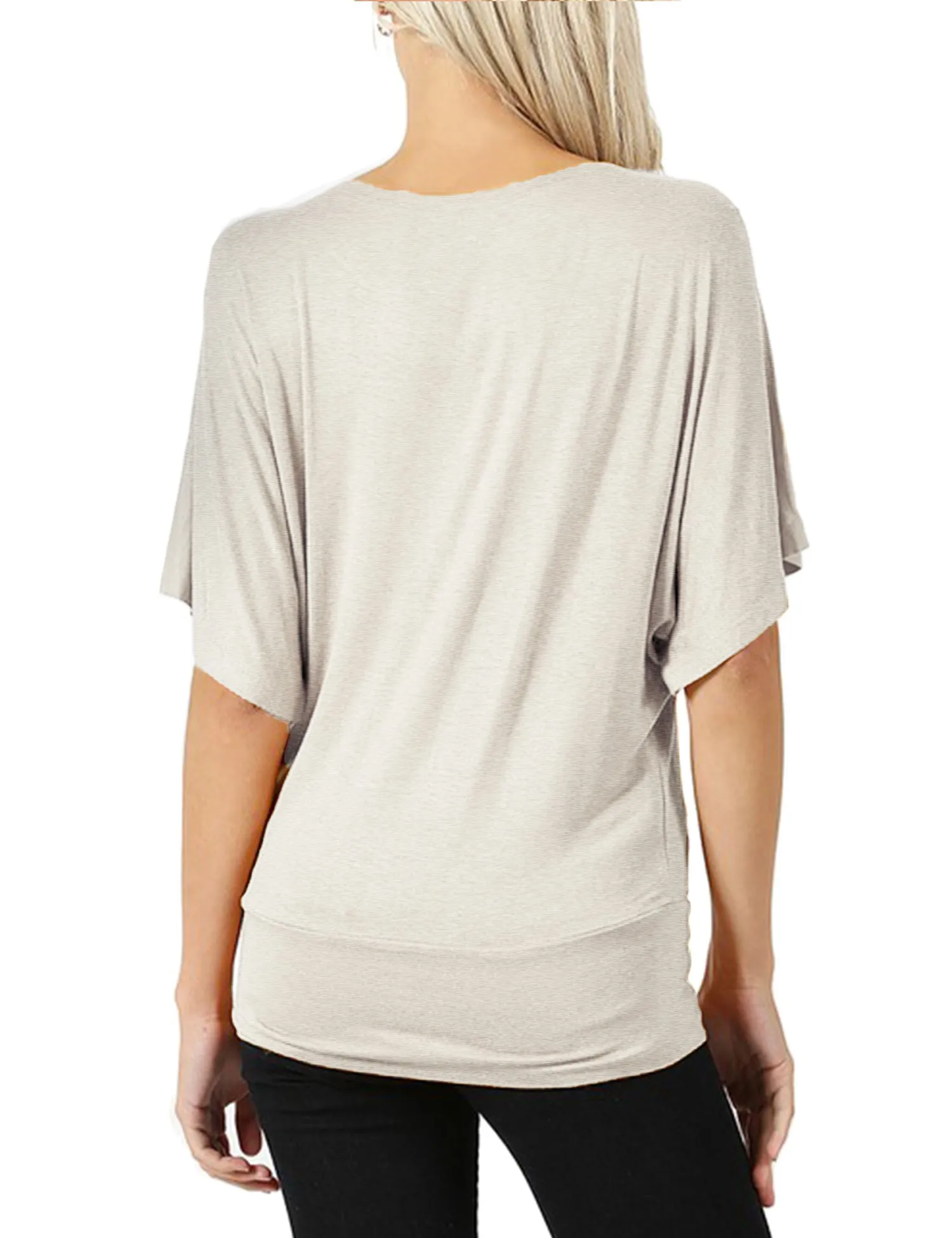 Trendy Dolman Kimono Sleeve Casual Drape Top T-Shirt (S-3X)