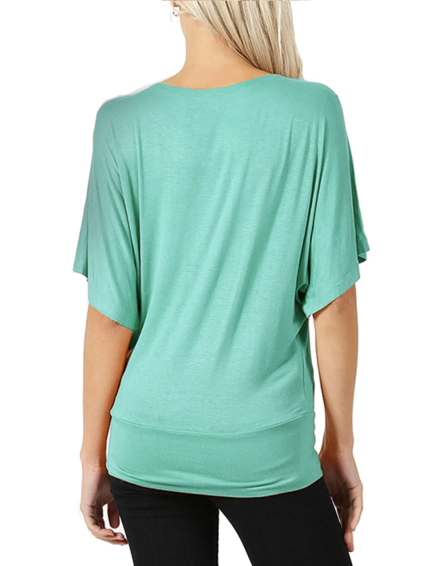 Trendy Dolman Kimono Sleeve Casual Drape Top T-Shirt (S-3X)