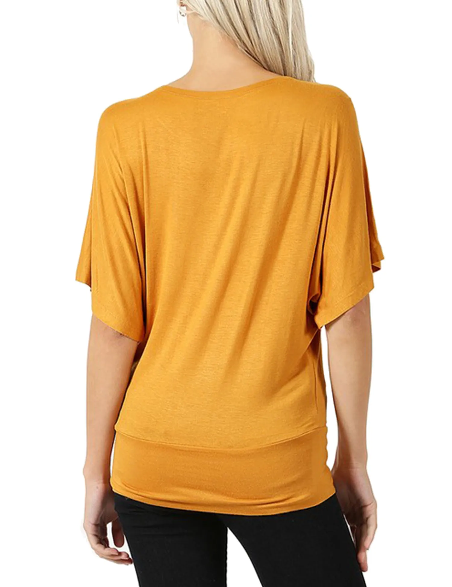 Trendy Dolman Kimono Sleeve Casual Drape Top T-Shirt (S-3X)