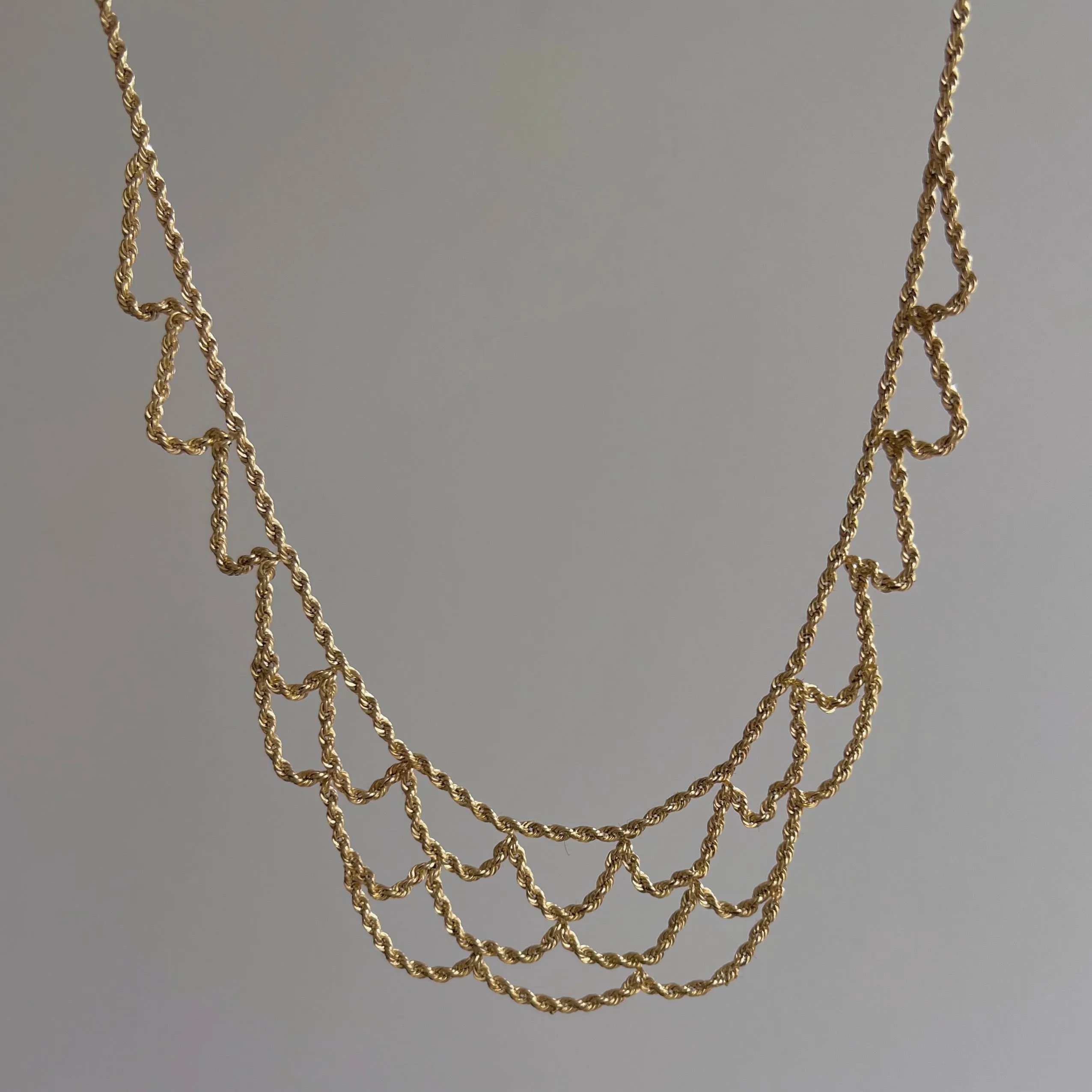 V I N T A G E // like lace / 14k Michael Anthony rope chain lace necklace / 18.25" max length