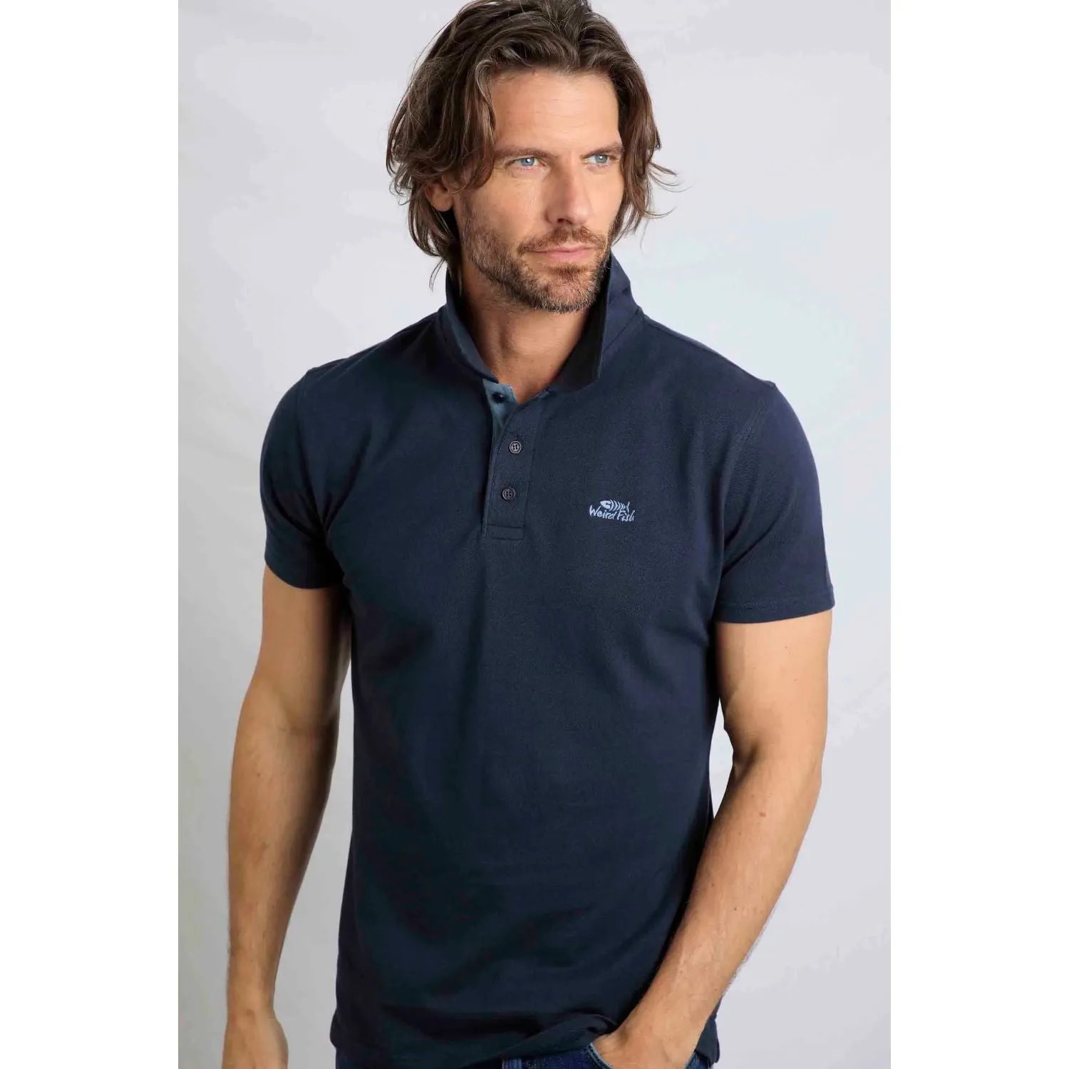 Weird Fish 2XL Navy Miles Organic Pique Polo Shirt