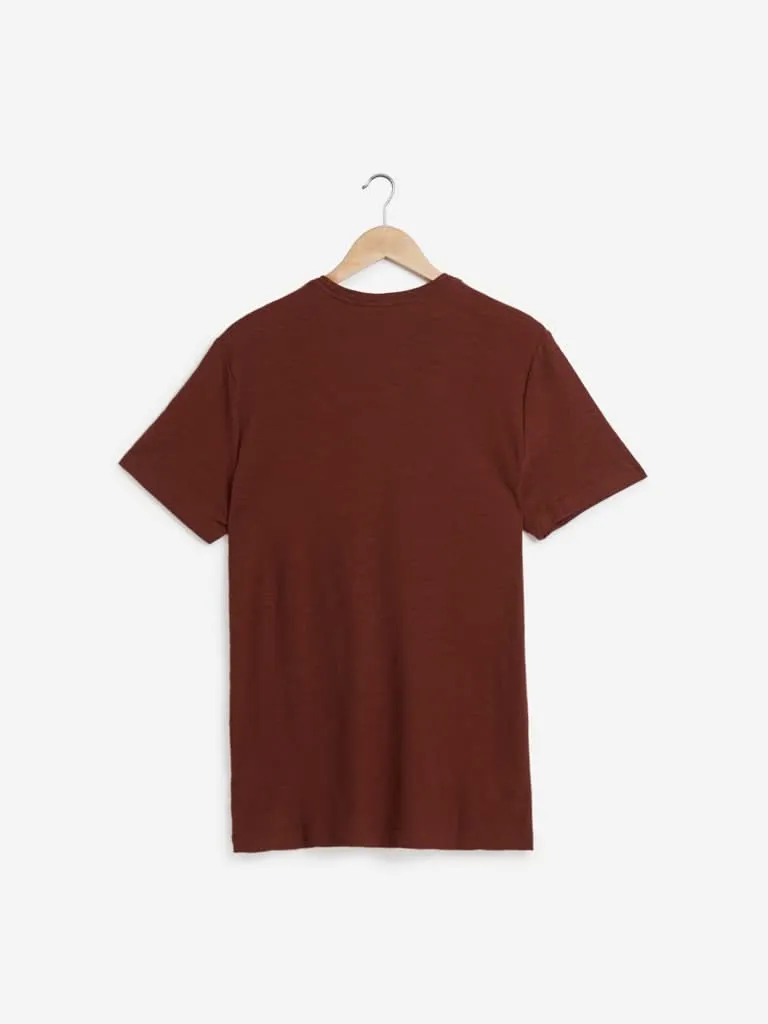 WES Casuals Dark Rust Slim-Fit T-Shirt