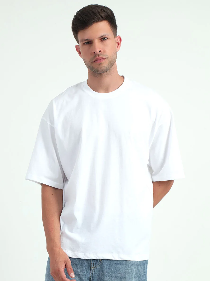 White Baggy Fit Round Neck T-Shirt