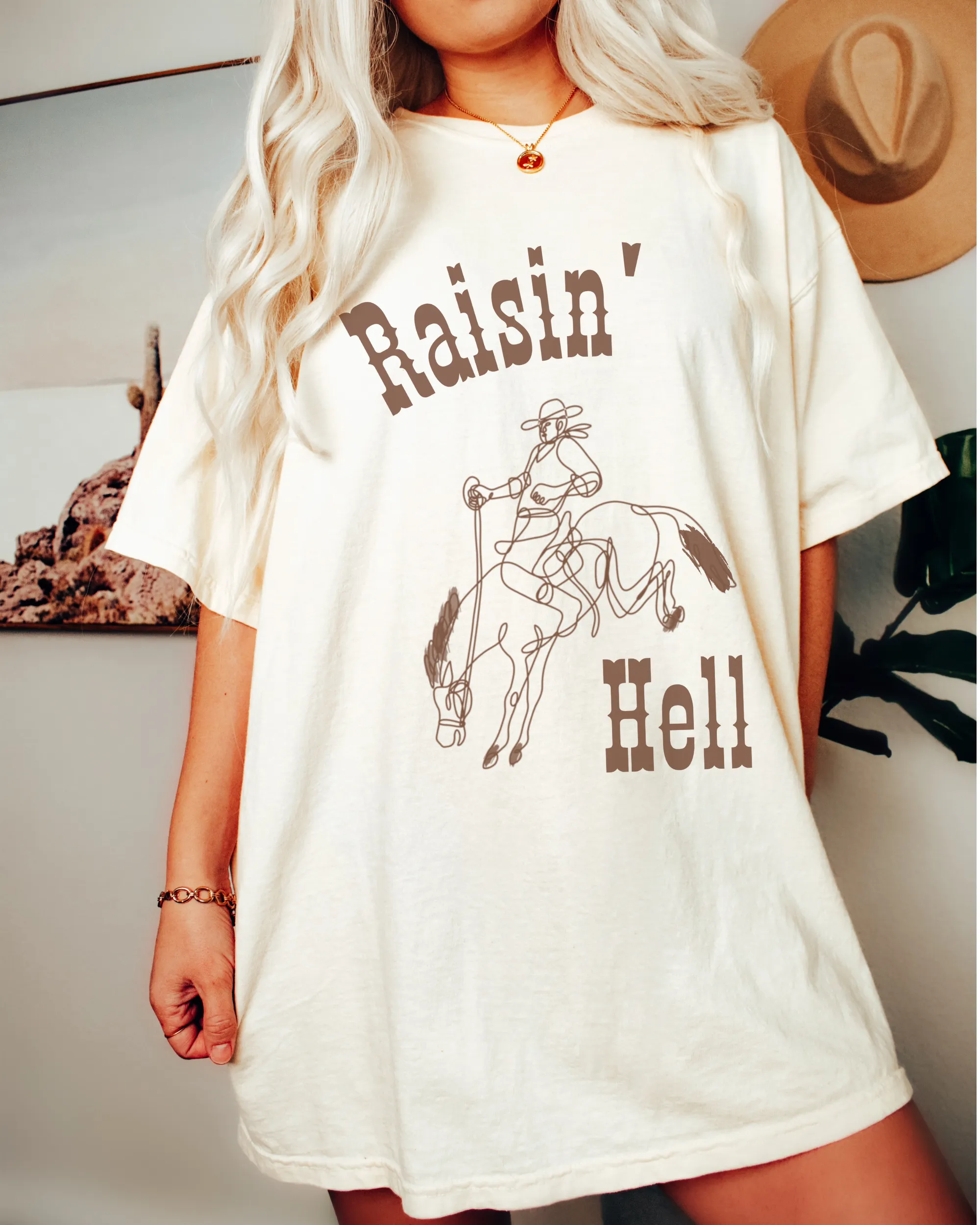 Women's Raisin' Hell Comfort Colors® Shirt, Trendy Western Cowboy T-Shirt, Garment Dyed T-Shirt, Bachelorette Party Shirt