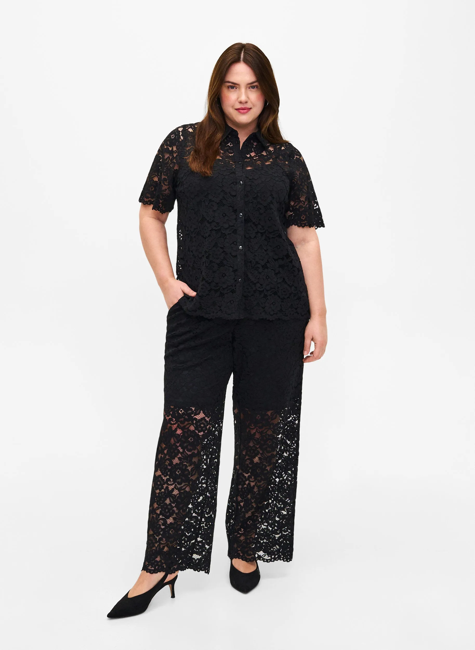 Zizzi Black Lace Shirt