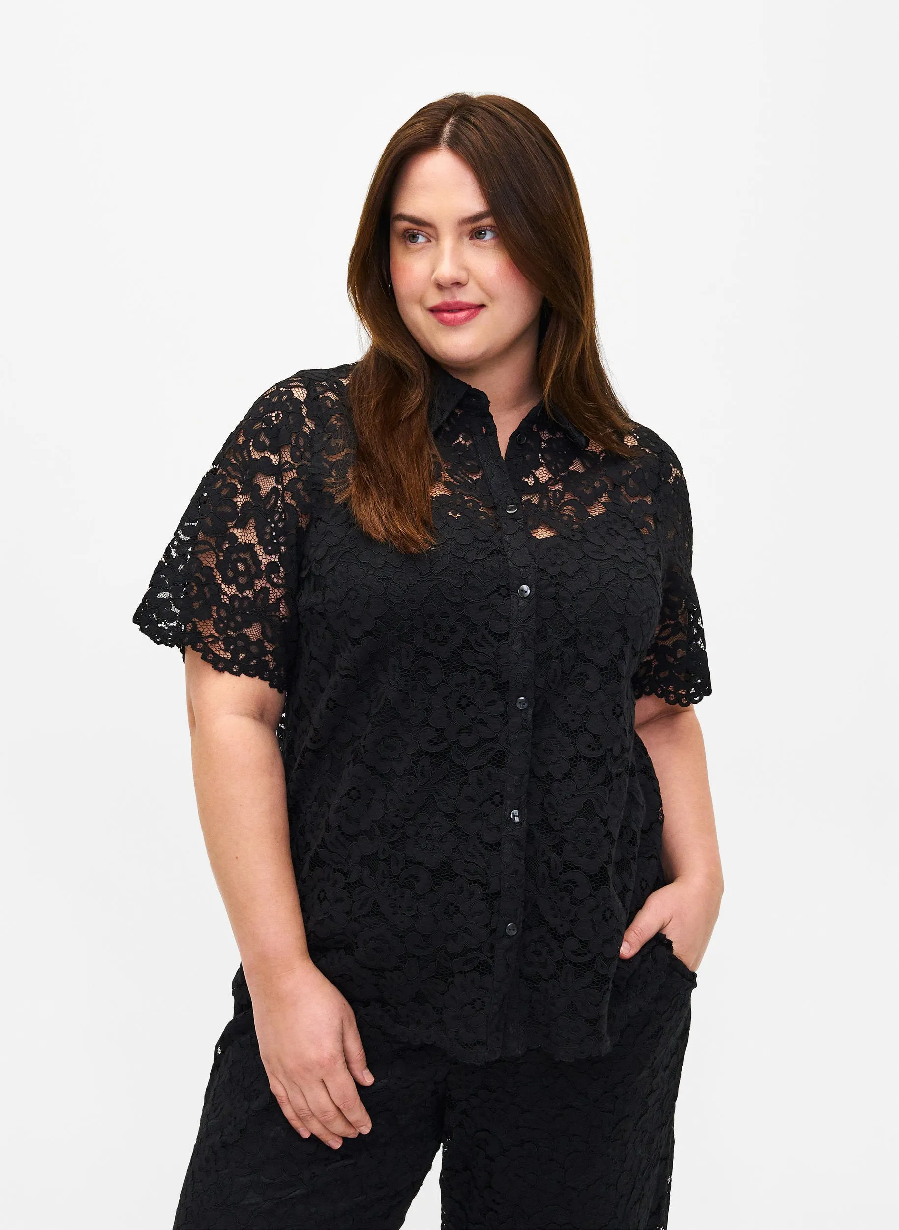 Zizzi Black Lace Shirt